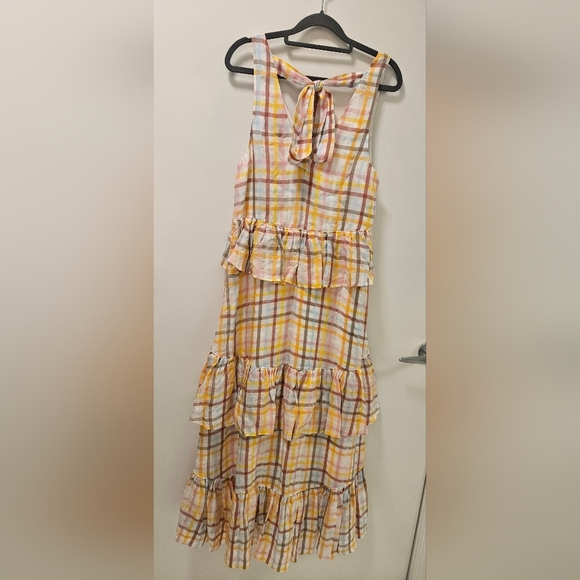 Cinq a Sept Astor Plaid Print Long Dress Size 6 - Picture 6 of 12